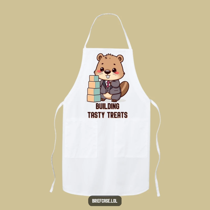 Funny Beaver in Suit Stacking Blocks Apron: Build Delicious Meals with Joy