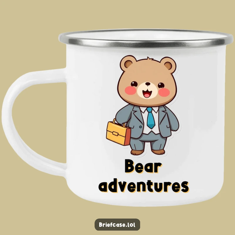 Funny Bear Business Camping Mug: Cute Bear with Briefcase, Rugged Funny Gift