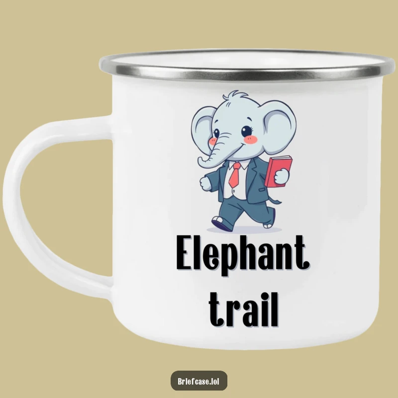 Funny Elephant Business Camping Mug: Stylized Elephant with Folder, Rugged Funny Gift
