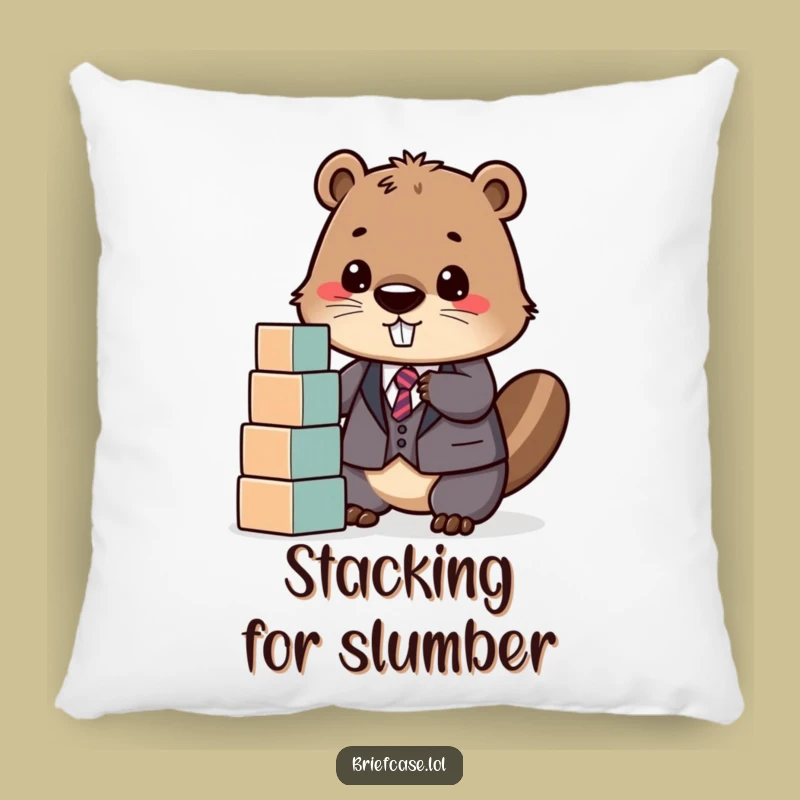 Comfortable Funny Beaver in Suit Stacking Blocks Pillow: Relax with Dedication