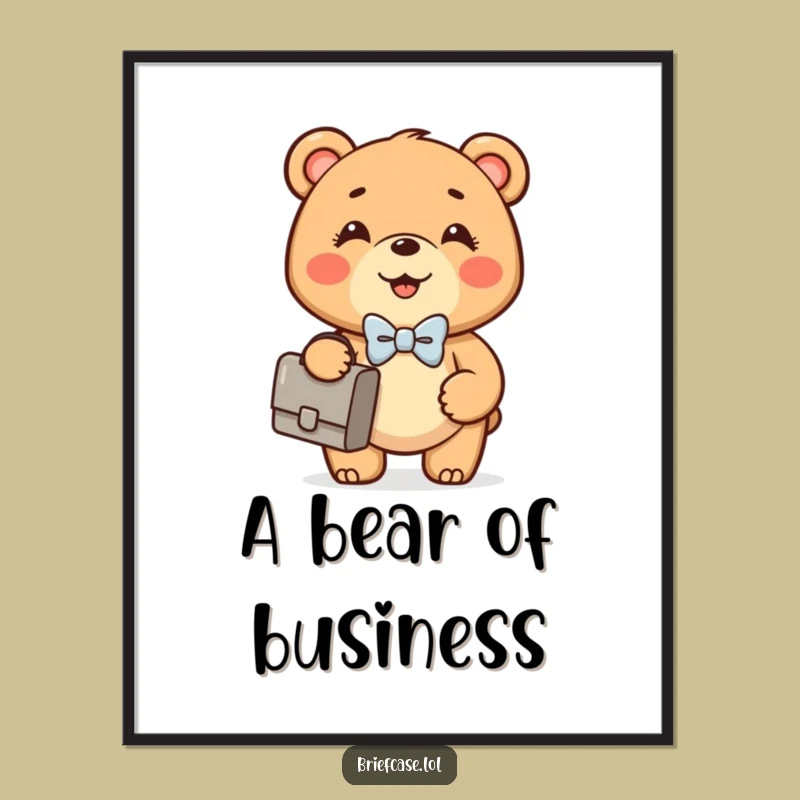 Funny Bear Cub Digital Art: Dapper Business Print, Perfect Funny Gift