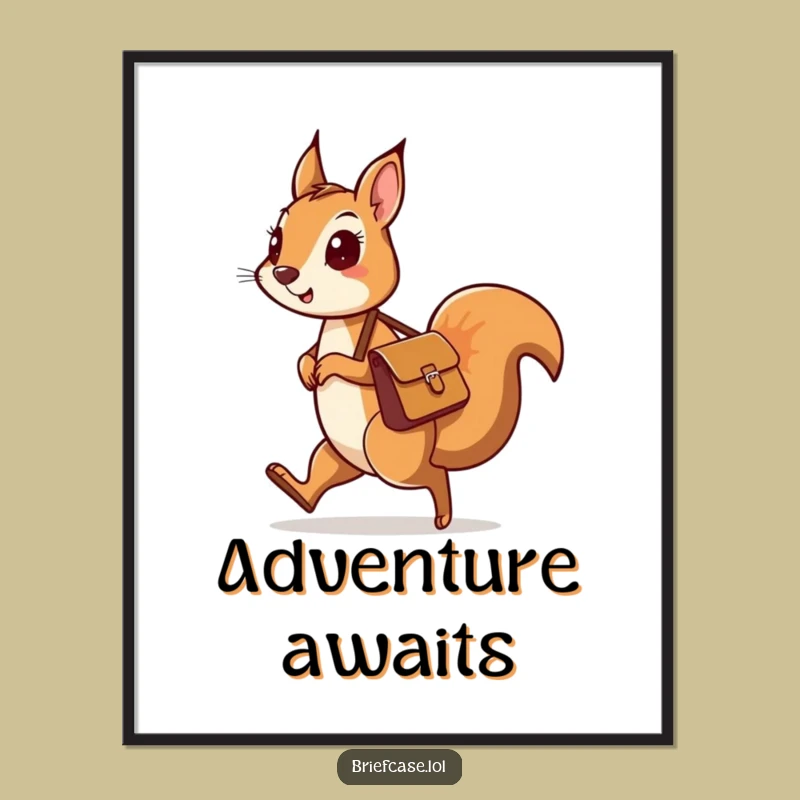 Funny Squirrel Wanderlust Poster - Whimsical Wall Art