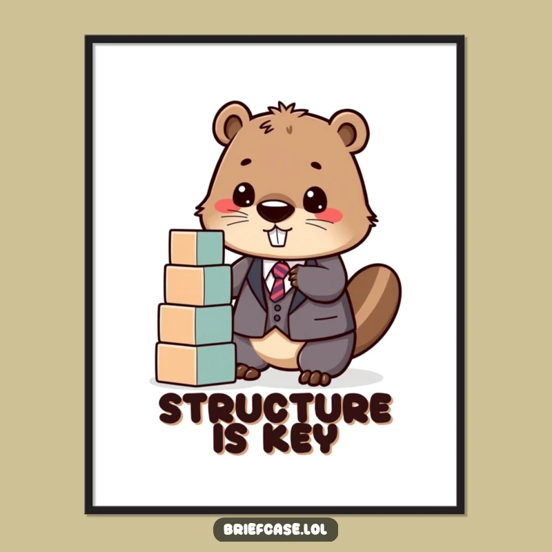 Funny Beaver in Suit Stacking Blocks Poster: Decorate Your Space with Ambition