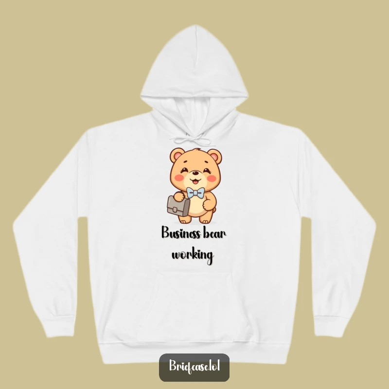 Cozy Funny Bear Cub Biz Hoodie: Warm Dapper Character Sweatshirt, Perfect Funny Gift