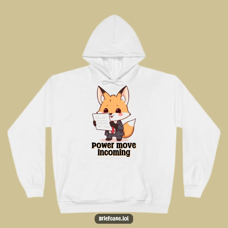 Cozy Funny Fox in Suit Presenting Document Hoodie: Warm Your Soul with Office Humor