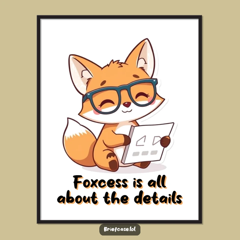 Funny Free Printable Wall Art: Smiling Fox Studying Chart, Academic Humor Downloadable Decor