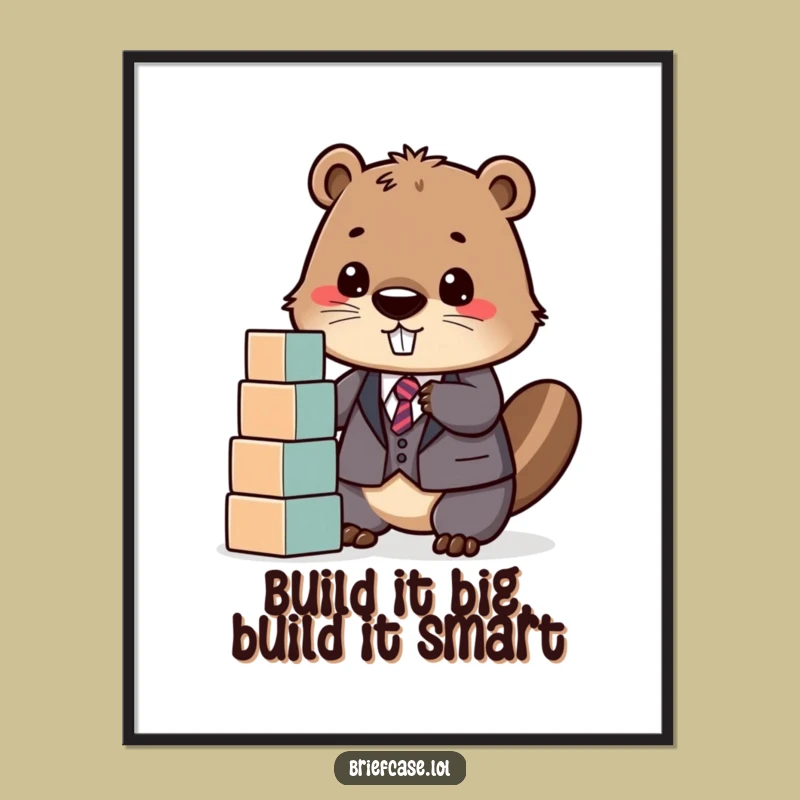 Free Printable Beaver Constructing Art - Funny Downloadable Workspace Decor