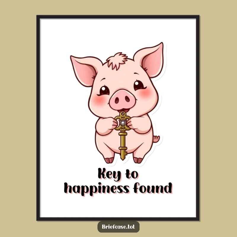 Funny Free Printable Pig Wall Art: Humorous Key-Holding Animal Downloadable Decor