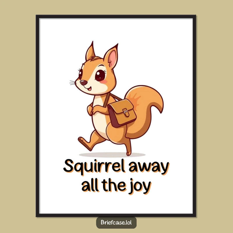Funny Free Printable Wall Art: Curious Squirrel Skipping, Whimsical & Joyful Downloadable Decor