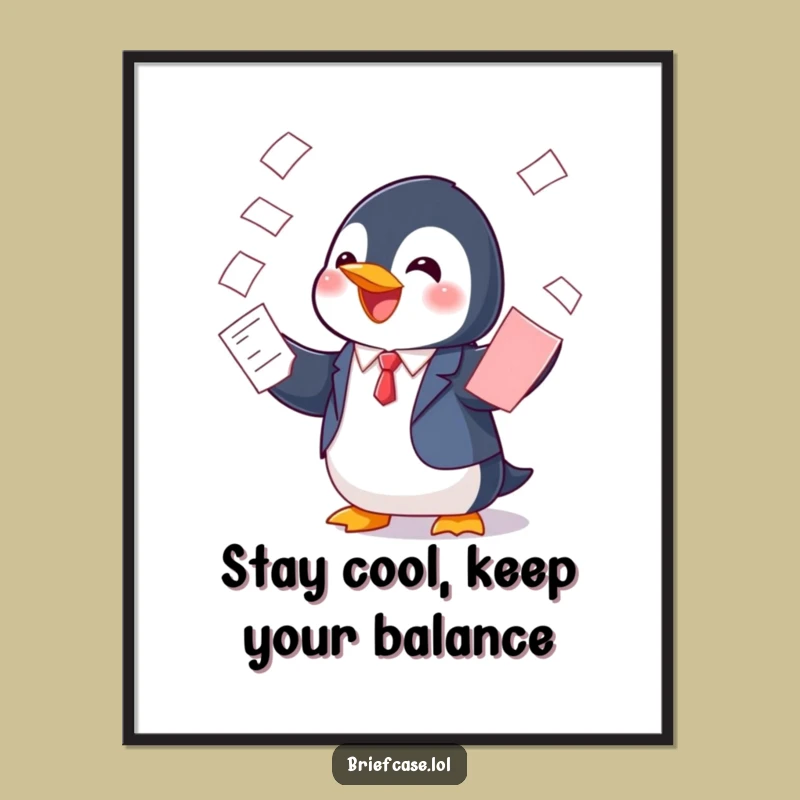 Free Printable Penguin Office Art - Funny Downloadable Decor for Balance