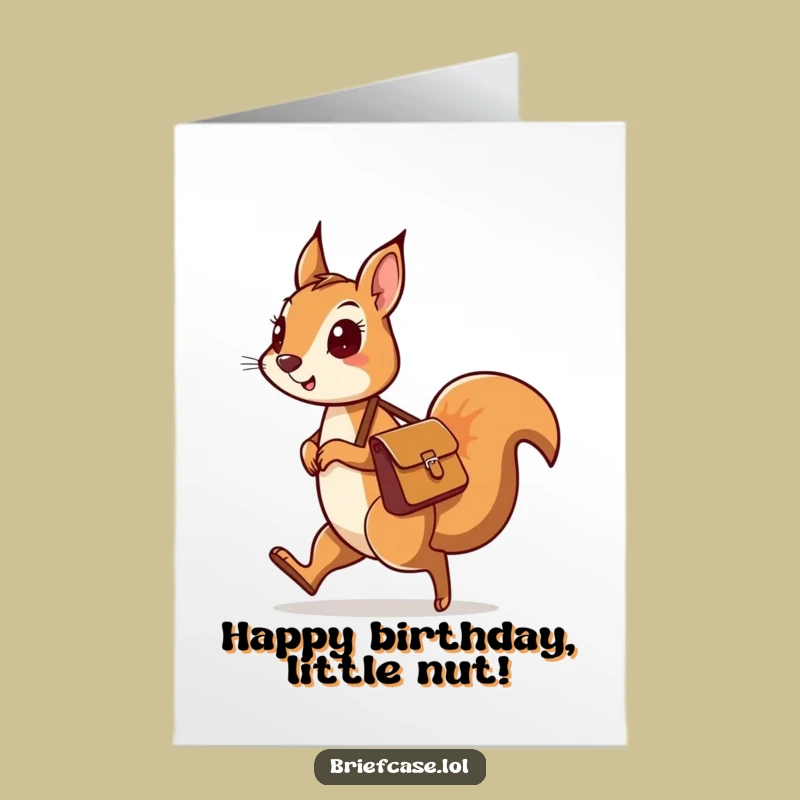Free Printable Birthday Card: Curious Squirrel Skipping, Fun & Adventurous Downloadable Gift