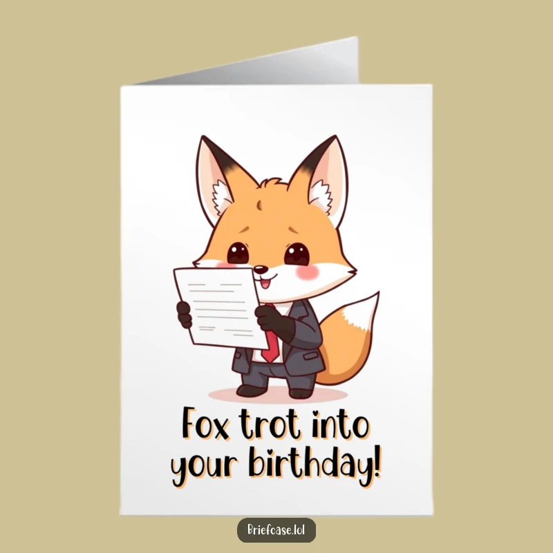 Free Printable Fox Business Card - Funny Birthday Greeting for Colleagues & Friends