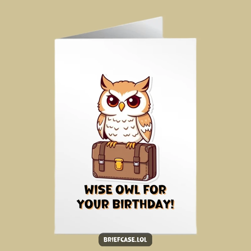 Free Printable Owl Birthday Card: Astute Briefcase Percher for a Wise, Funny Gift