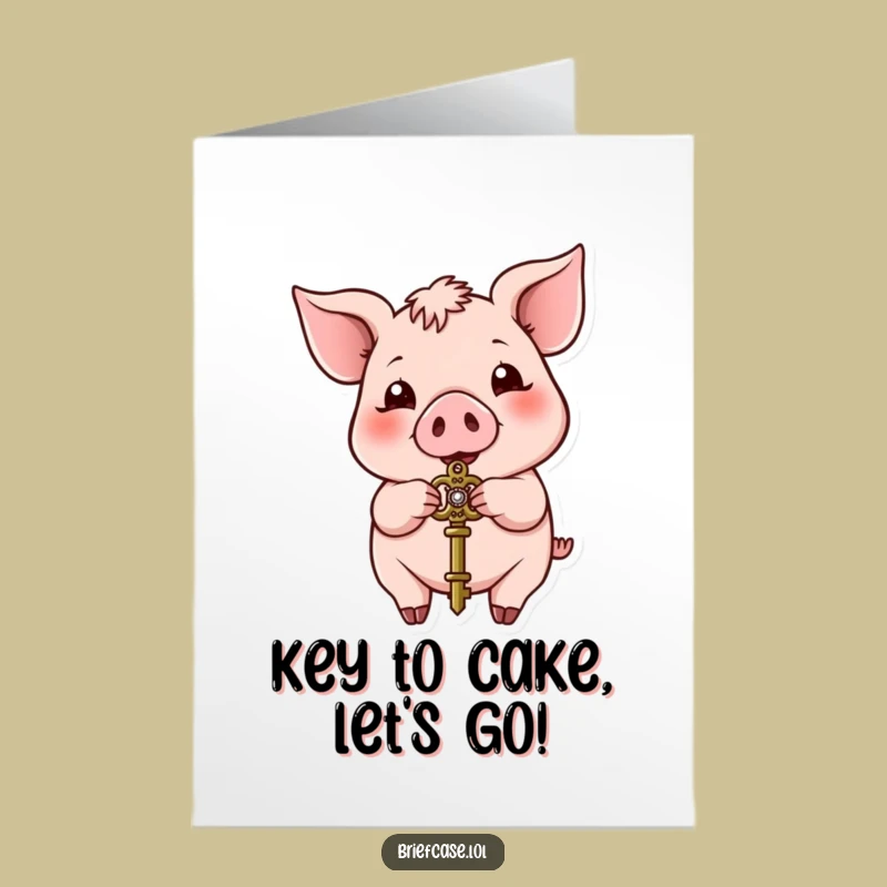 Free Printable Pig Birthday Card: Happy Key Presenter for a Funny Downloadable Gift