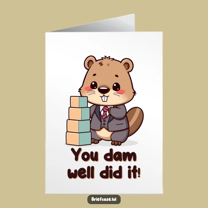 Free Printable Beaver Card - Stacked Success, Funny Congrats to Build On