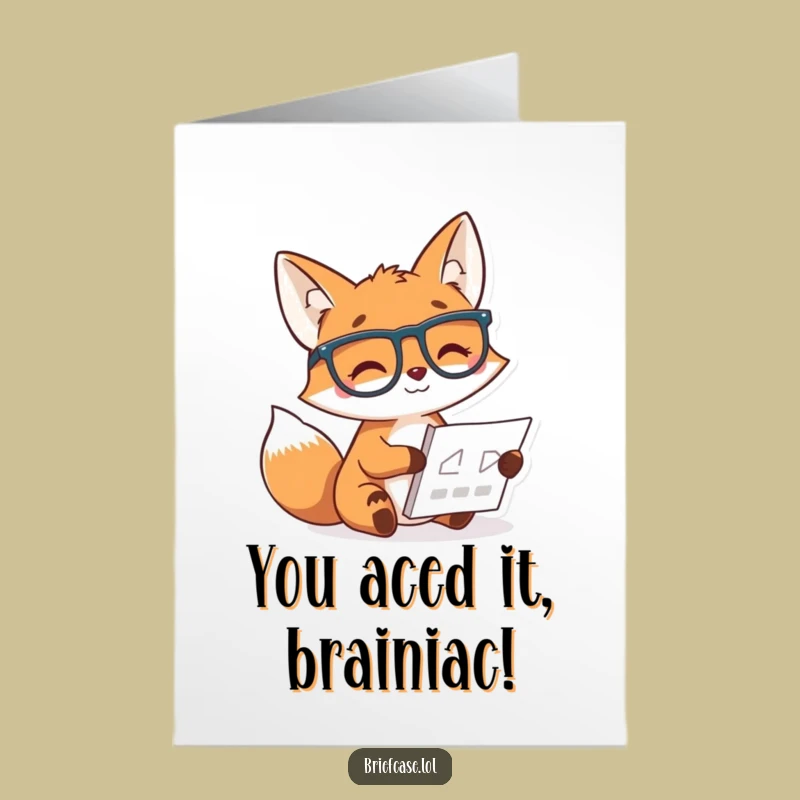 Free Printable Congrats Card: Smart Fox, Funny Achievement, Perfect Downloadable Gift for Success