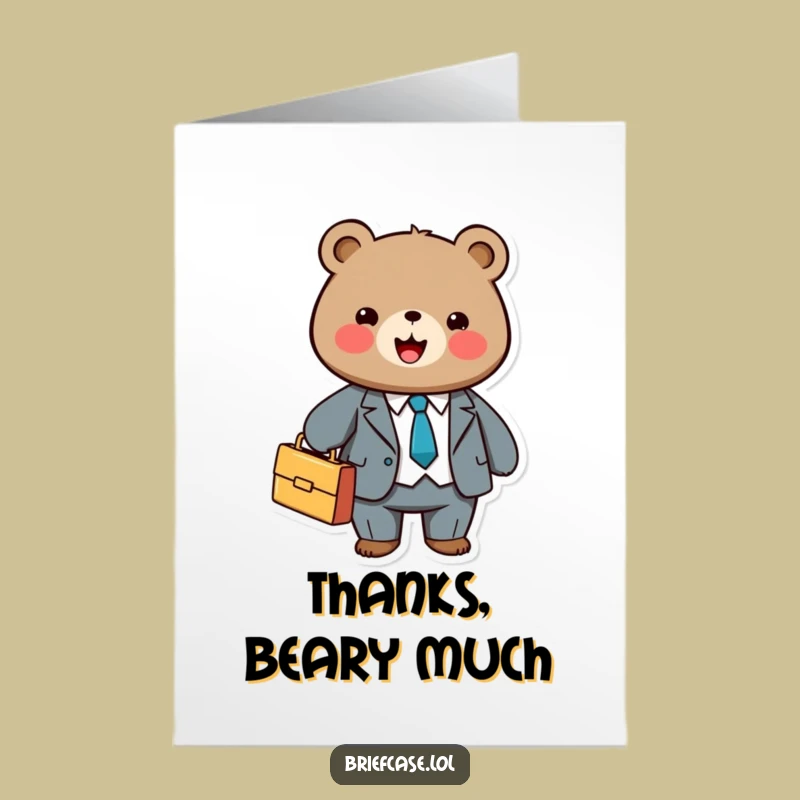 Free Printable Bear Thank You Card: Funny Business Gratitude Downloadable Gift