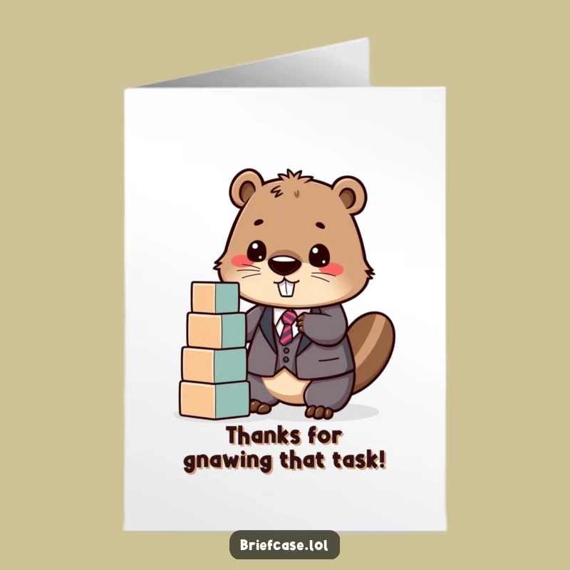 Free Printable Beaver Card - Thanks for Helping Build Something Great