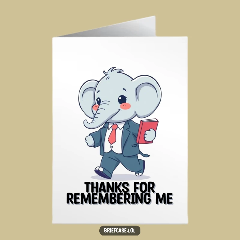 Free Printable Elephant Thank You Card: Funny Business Gratitude Downloadable Gift