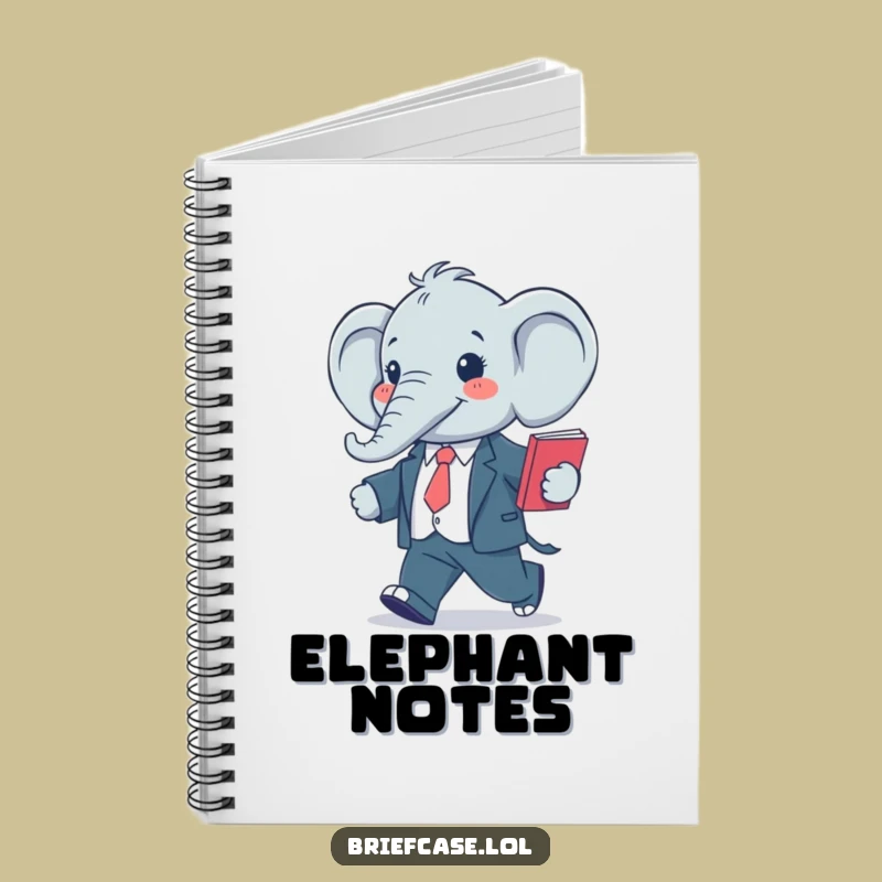 Funny Elephant Business Notebook: Stylized Elephant with Folder, Perfect Funny Gift