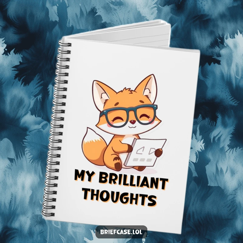 Funny notebook with a cheerful fox in glasses studying a chart, perfect for jotting down smart ideas and notes.