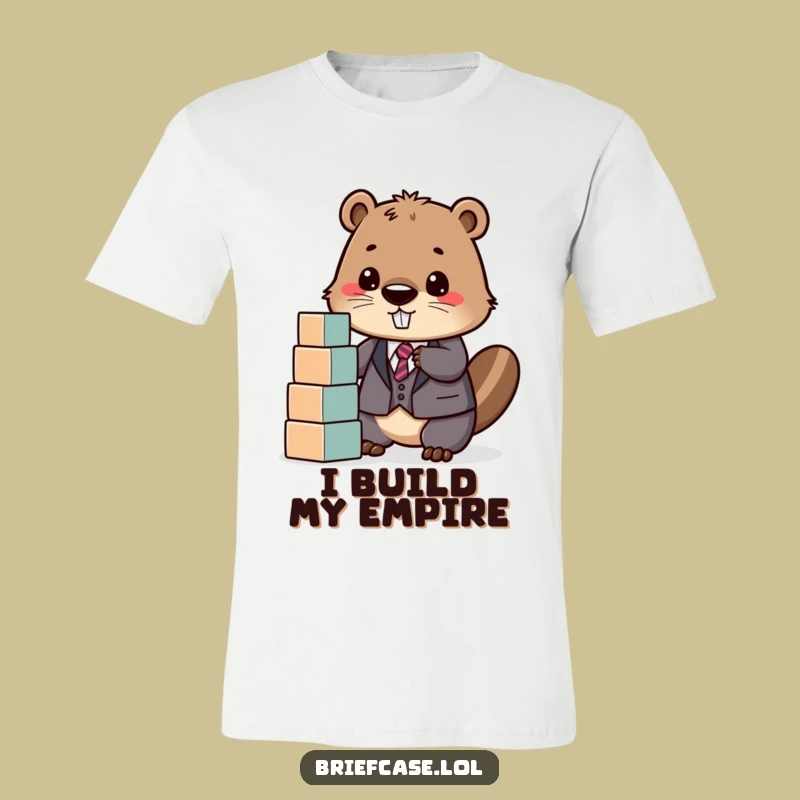 Funny Beaver in Suit Stacking Blocks T-Shirt: Wear Your Ambition Proudly