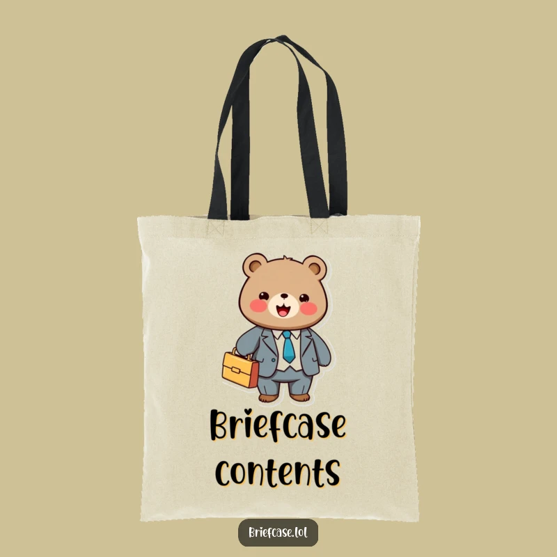 Funny Bear Business Tote Bag: Cute Briefcase Bear, Practical Funny Gift