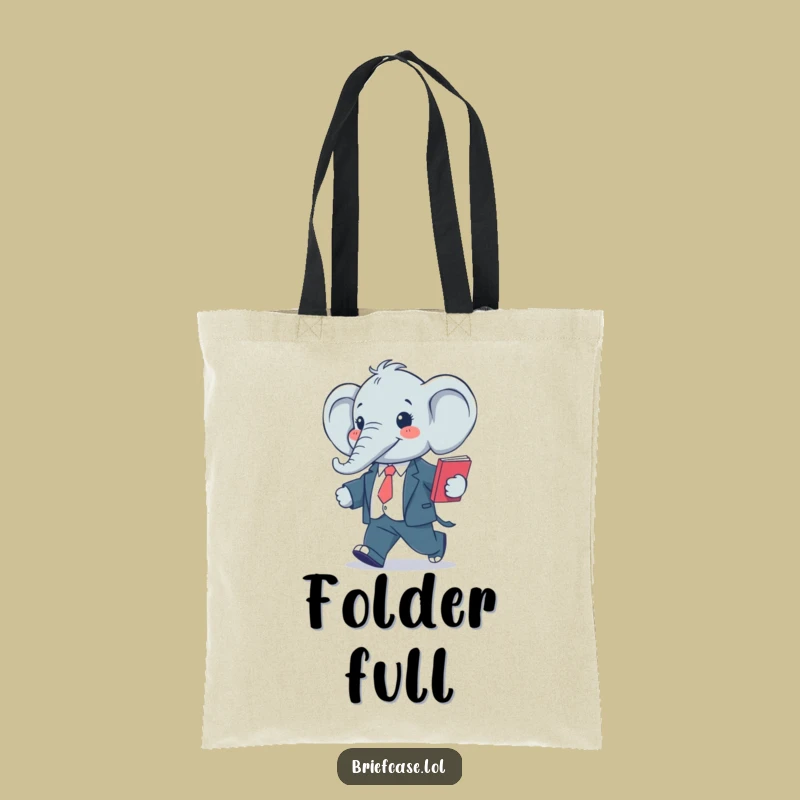 Funny Elephant Business Tote Bag: Stylized Striding Elephant, Practical Funny Gift