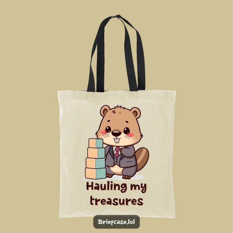 Funny Beaver in Suit Stacking Blocks Tote Bag: Carry Your Projects with Purpose
